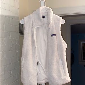 White, fuzzy Patagonia vest